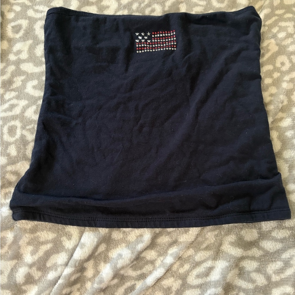 Hollister Navy American Flag Reversible Tube Top